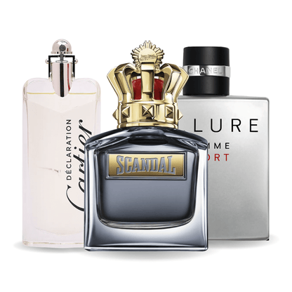 Combo de 3 perfumes Allure Homme Sports, Jean Paul Gaultier Scandal, Cartier Declaration 100ml
